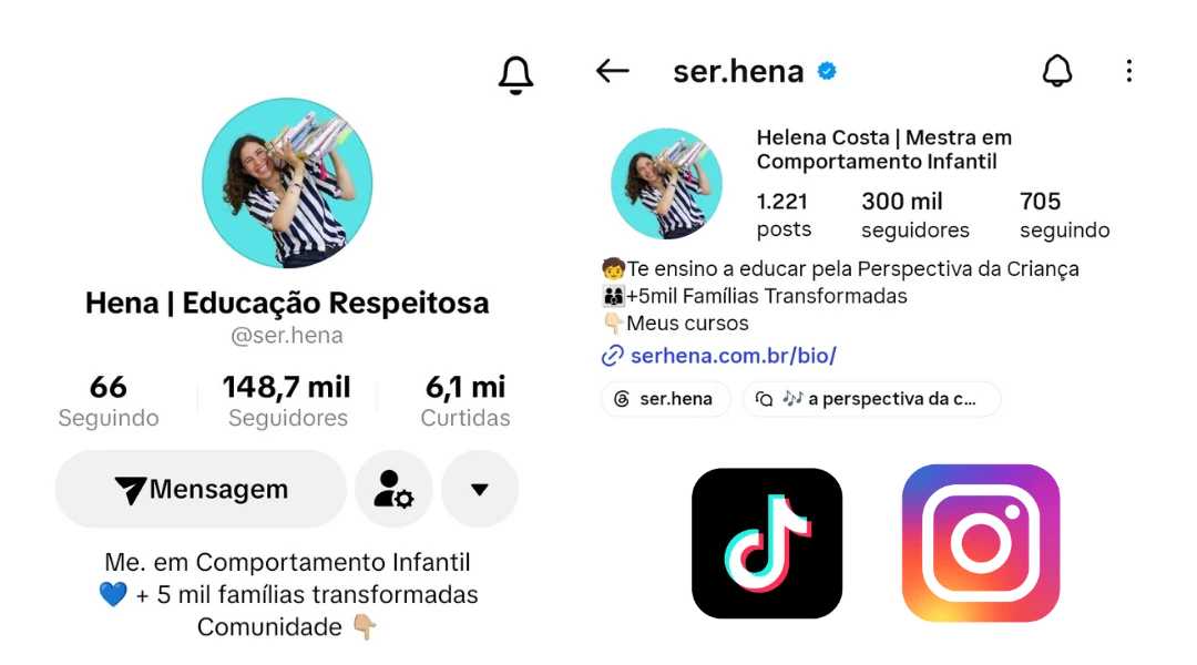 Perfil de Hena (@ser.hena) no Instagram e TikTok